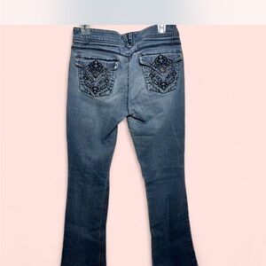 Democracy Blue Flare Jeans with Embroidery